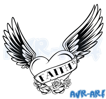 'Faith' Heart with Wings: Tattoo Design by AVRART